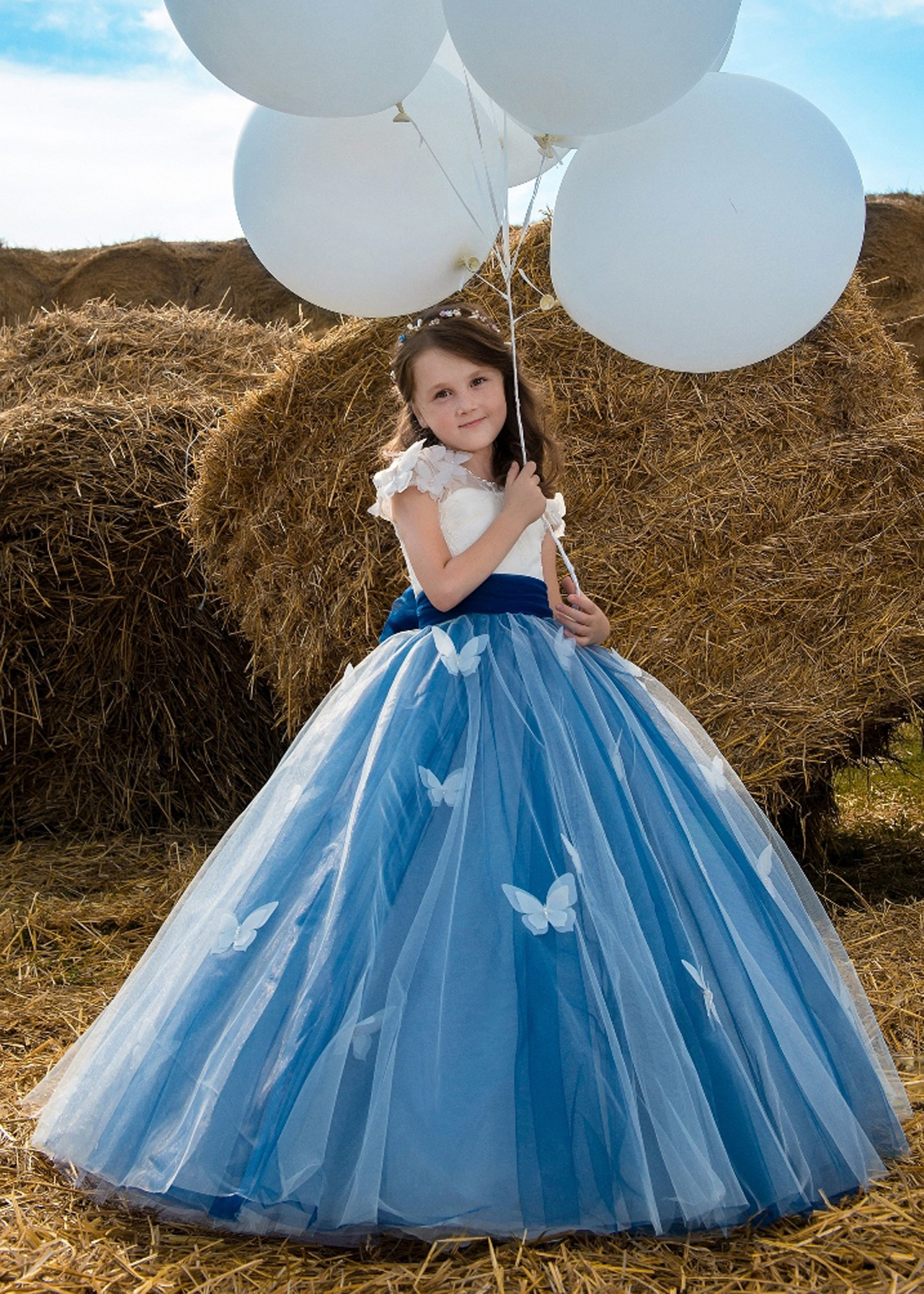 Princess Adorable Lace Tulle Butterfly Flower Girl Dress